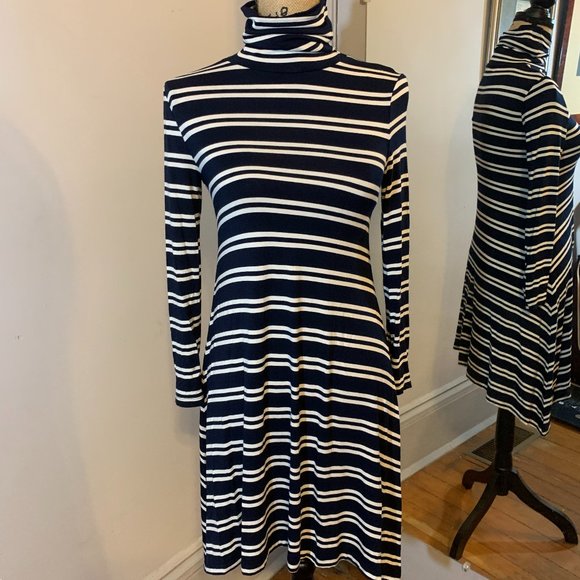 Maeve by Anthropologie Navy Striped Swing Dress - Picture 3 of 9